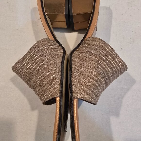 Gold Lame Slide Sandals Proxy Size 9 Made in Spain 2" heel - Picture 7 of 12